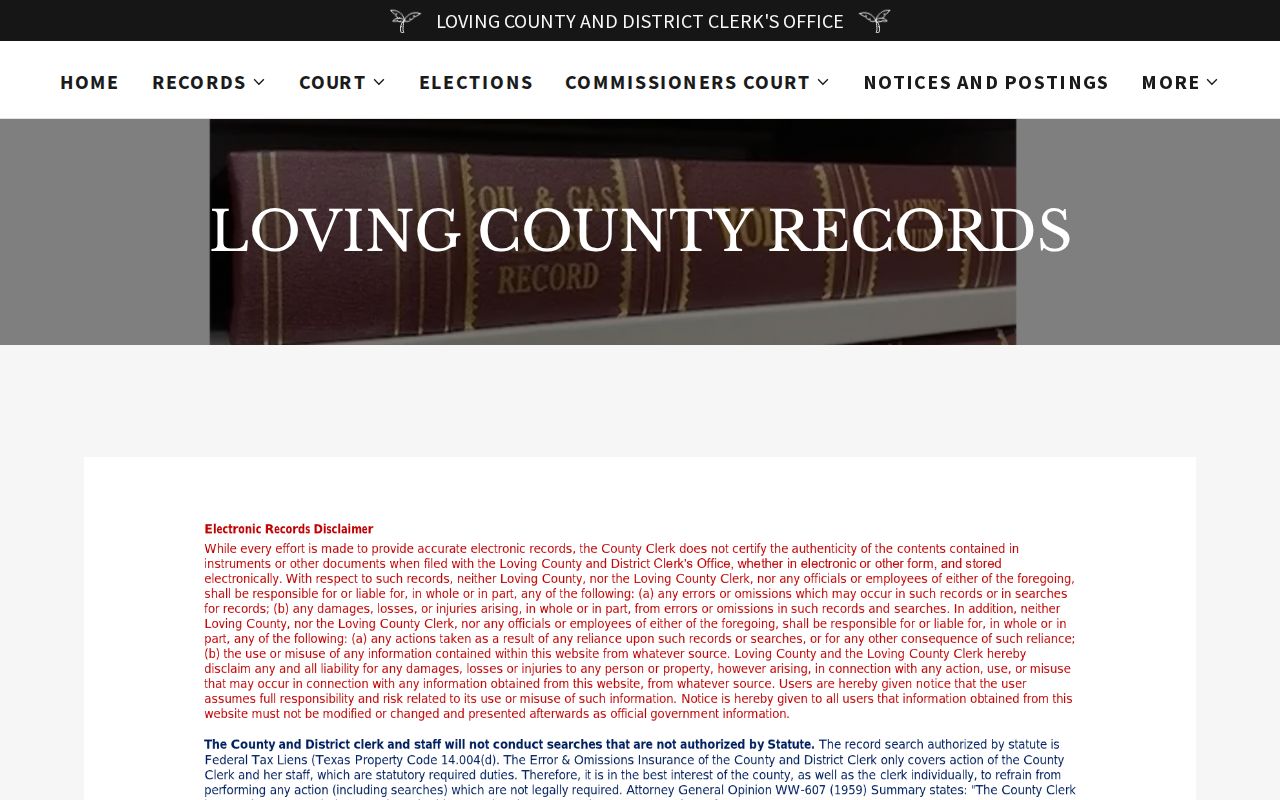 Loving County warrant search research: general public records page, not a warrant search