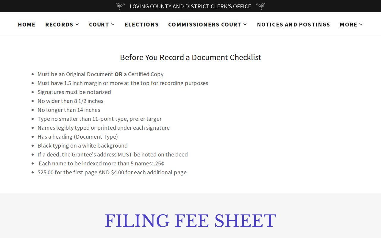 Loving County warrant search research: recording checklist, unrelated to warrant clearance